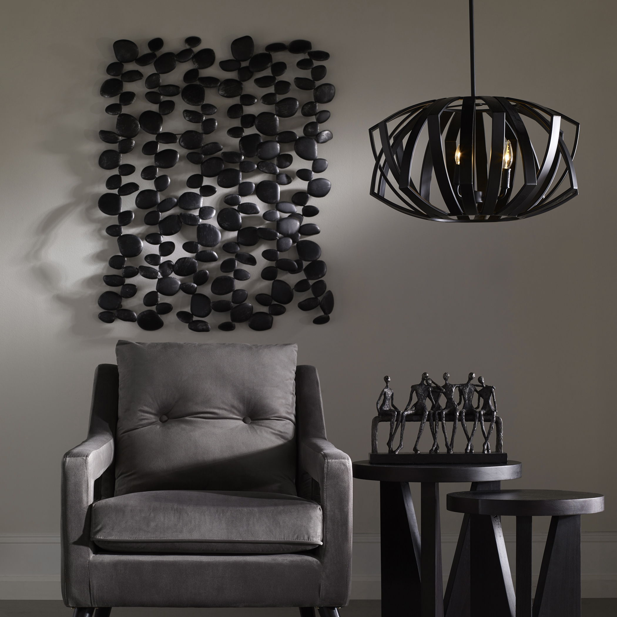 Skipping - Stones Forged Iron Wall Art - Black - Image 3