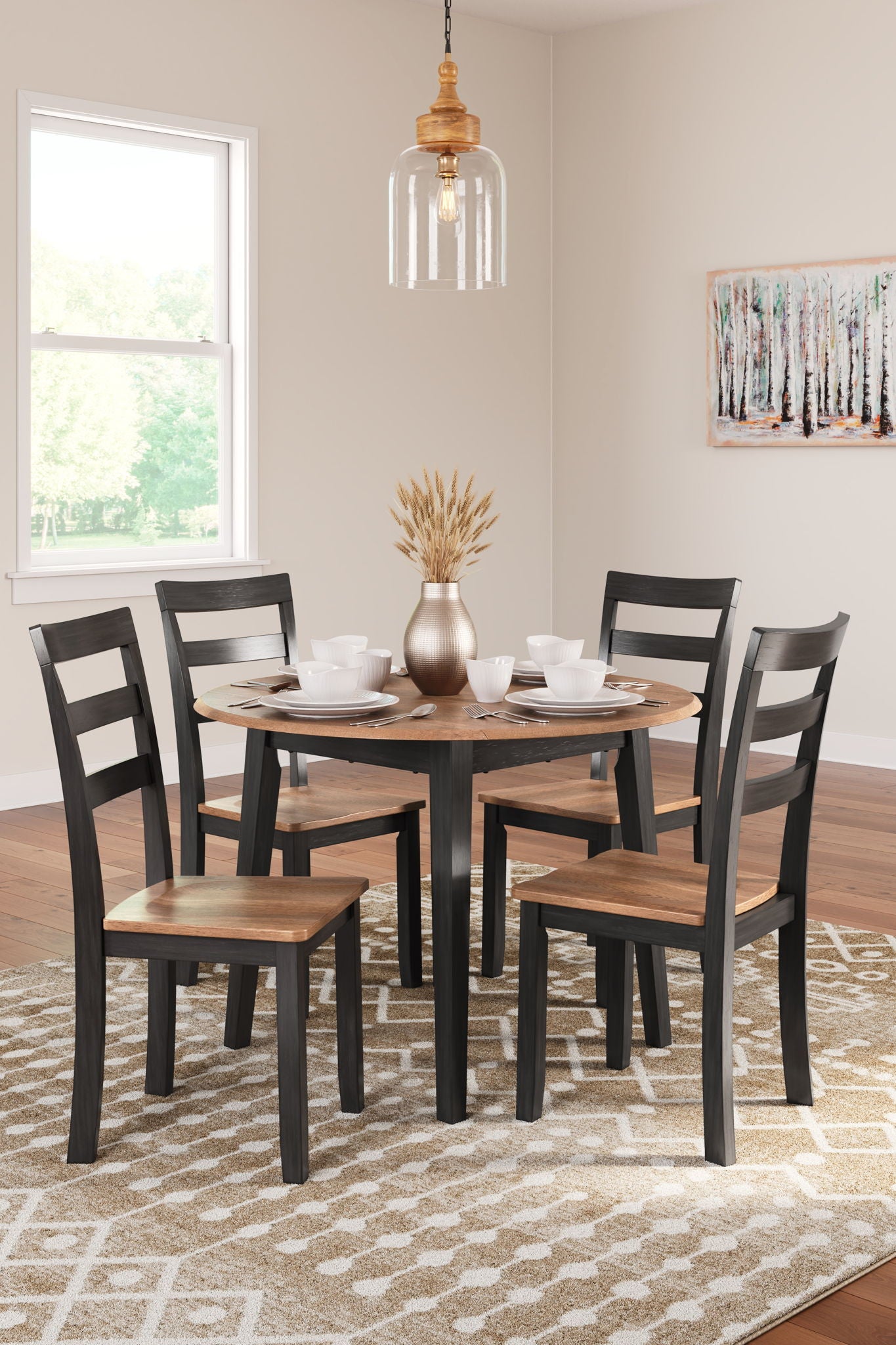 Gesthaven – Round Dining Room Drop Leaf Table Set
