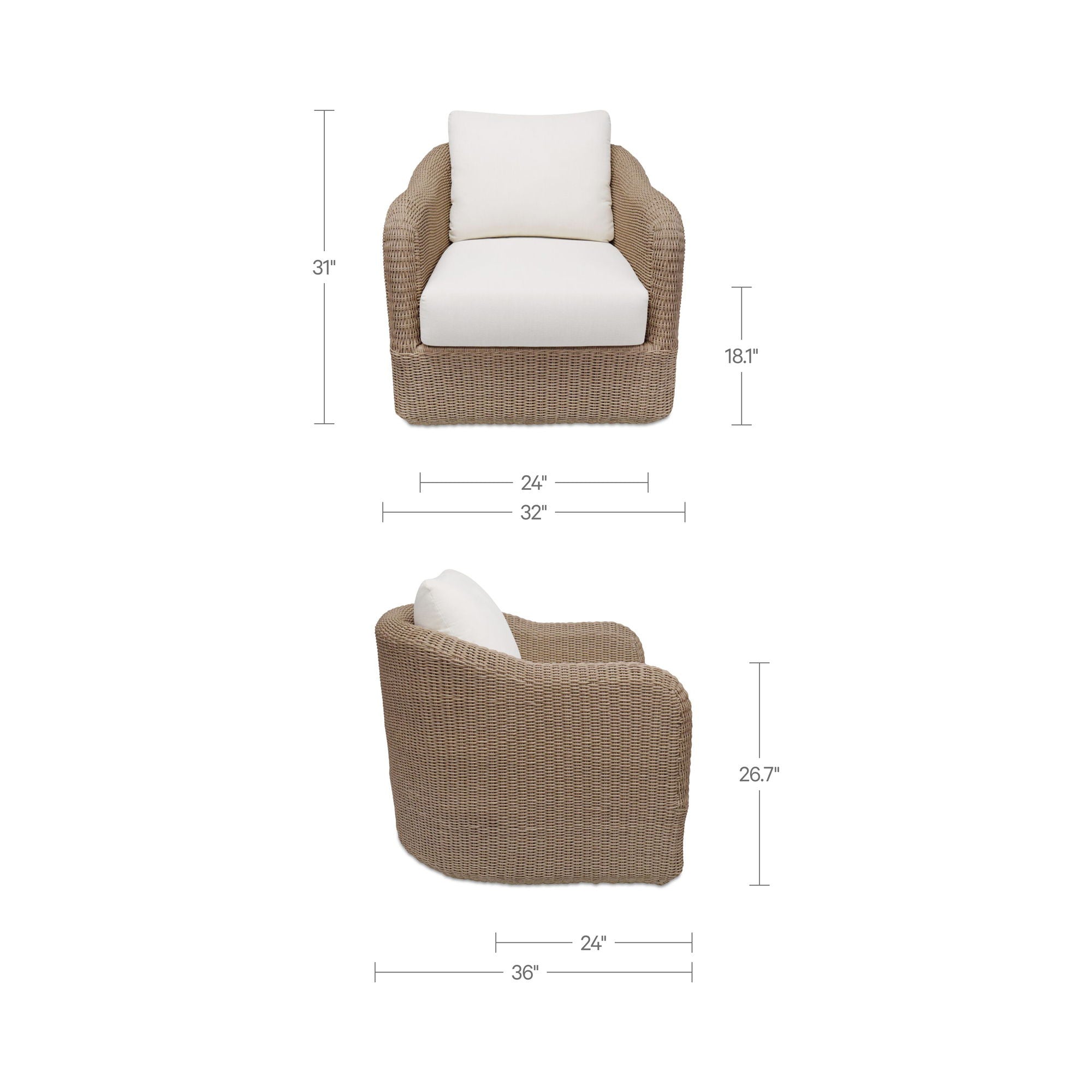 Bodhi - Outdoor Swivel Accent Chair - Natural - Image 2