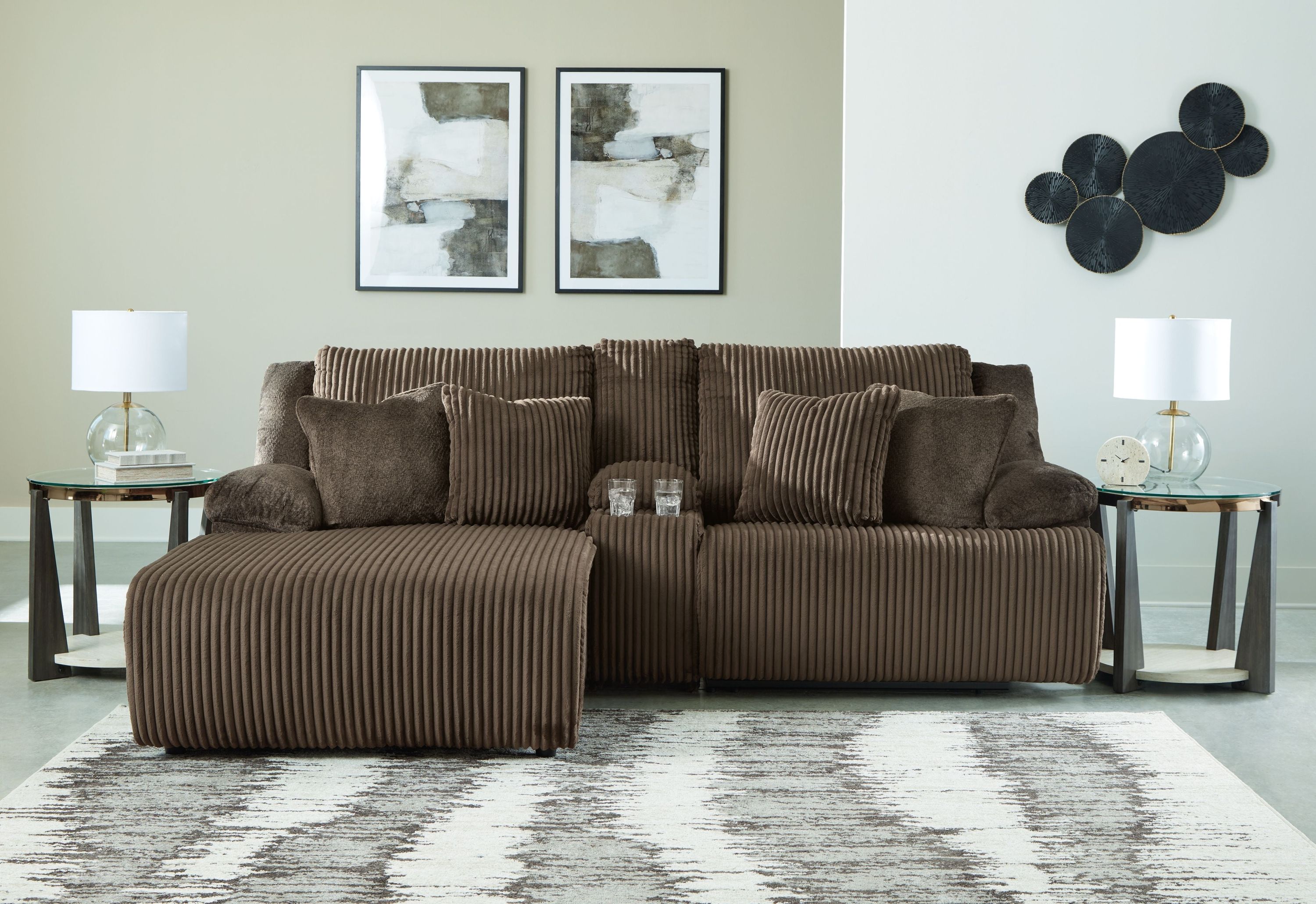 Top Tier - 3-Piece Reclining Sectional Sofa With Laf Press Back Chaise - Fabric - Chocolate - Image 2