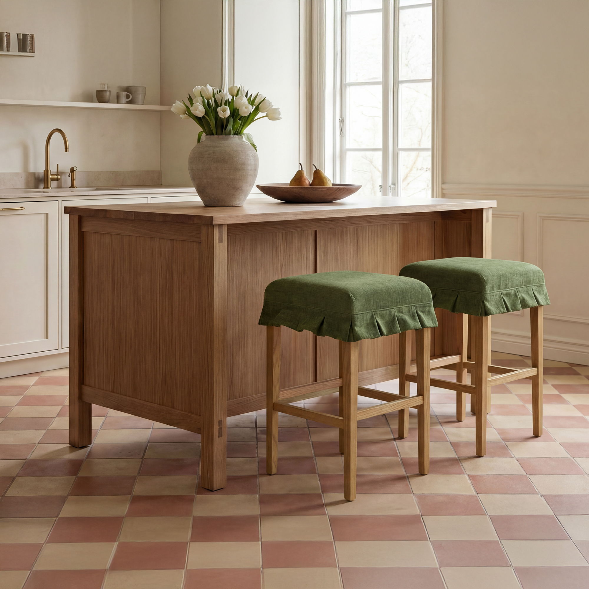 Anna - Counter Stool - Green / Light Brown - Image 1