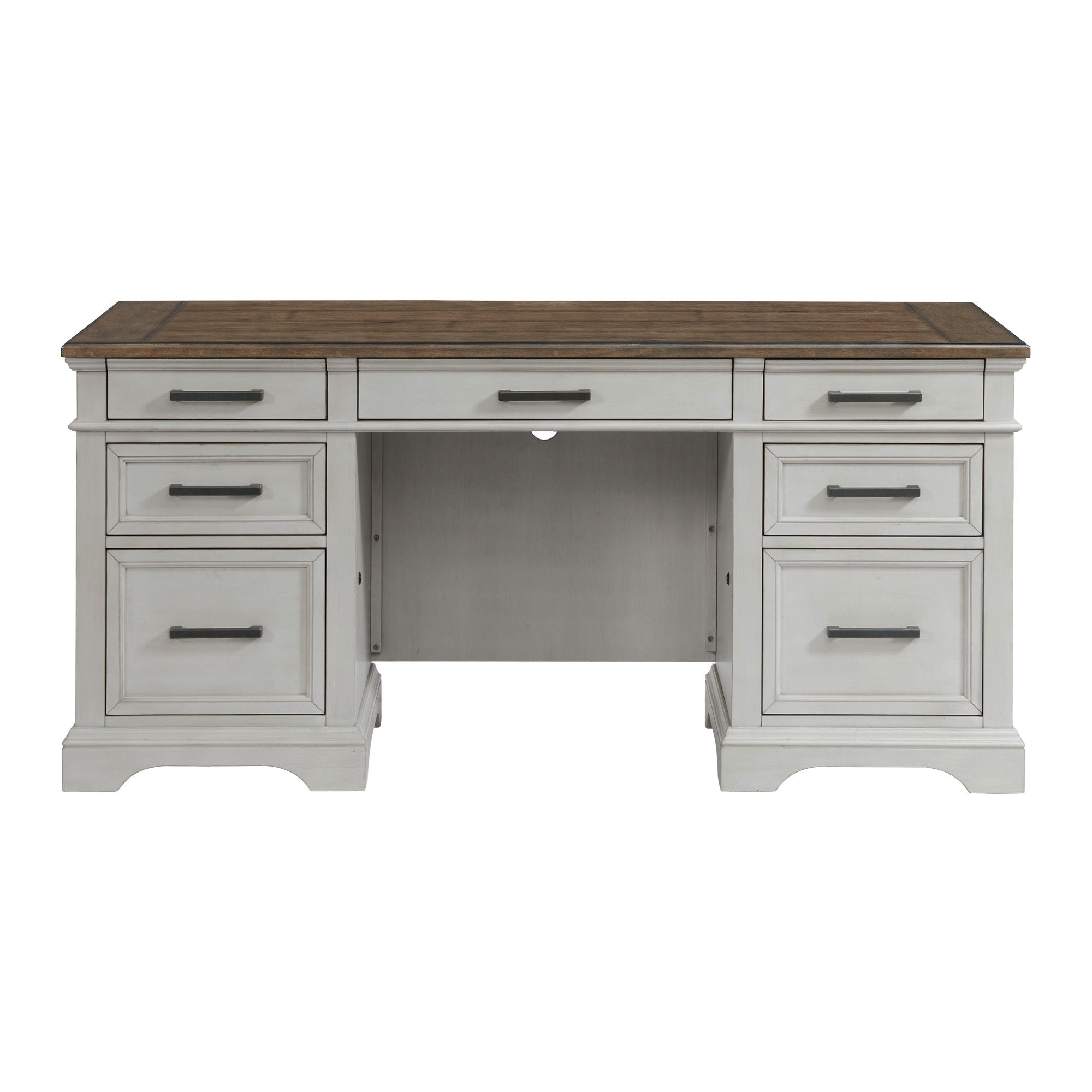 Drake - Executive Desk - Rustic White / French Oak - Image 3