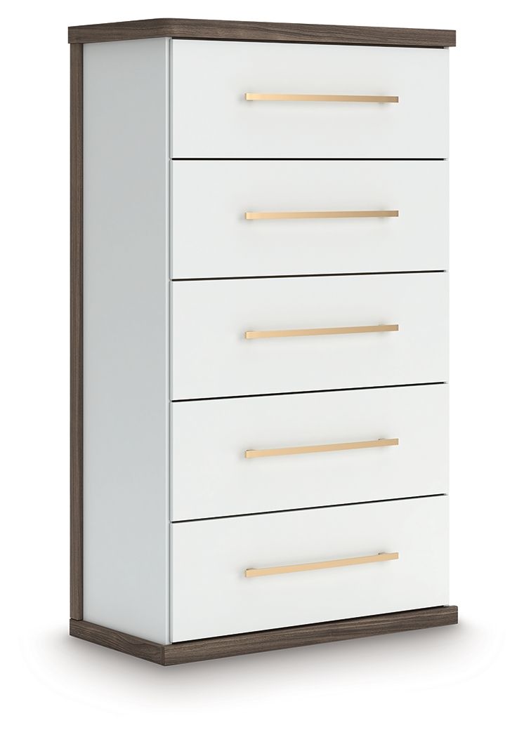 Kendanport – Five Drawer Chest – Brown / White