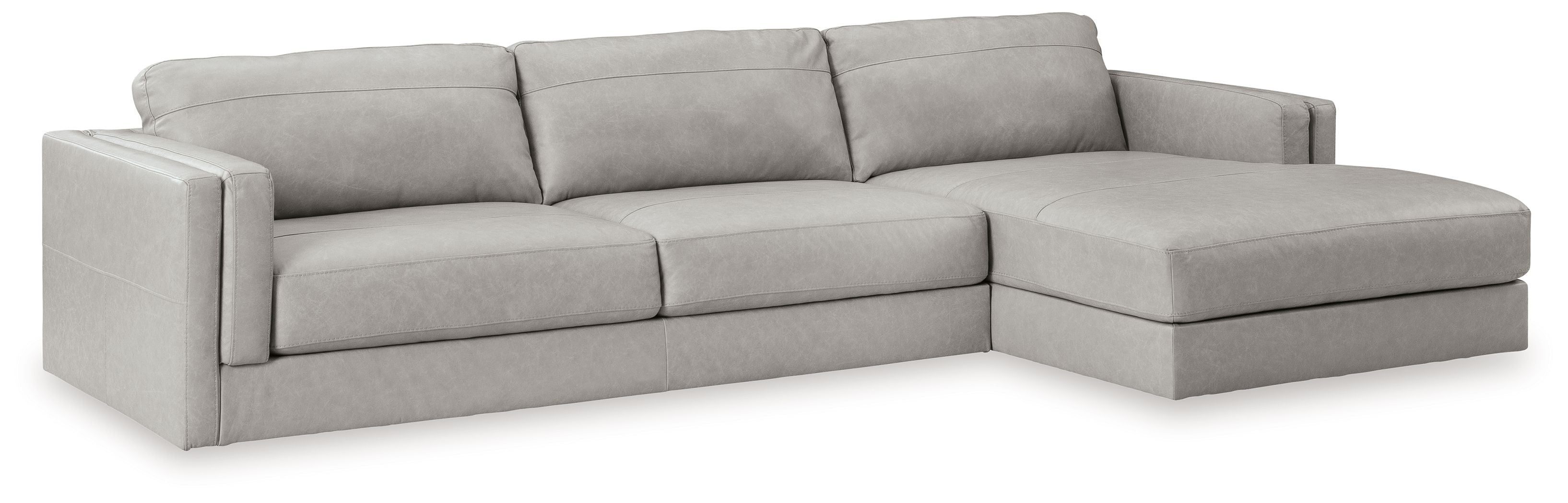 Amiata - 2-Piece Sectional With Raf Corner Chaise - Leather Match - Glacier - Image 1