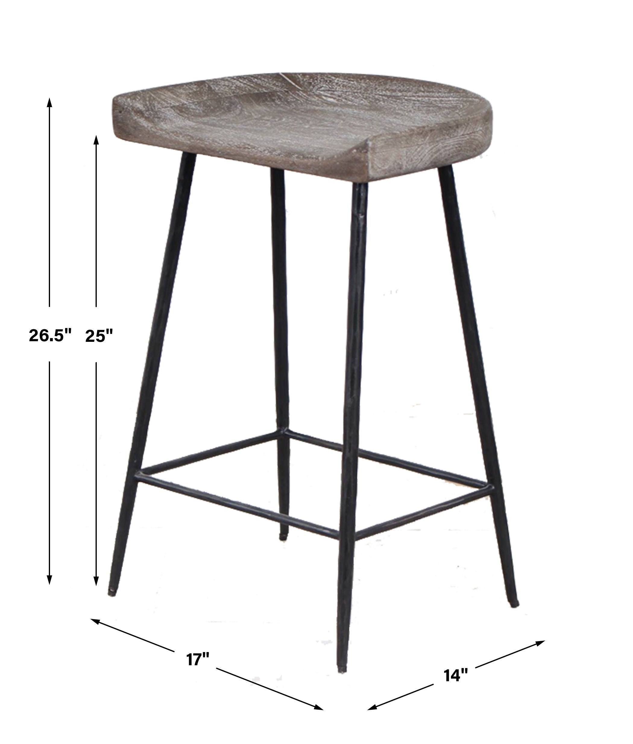 Cordova - Carved Wood Counter Stool - Image 2