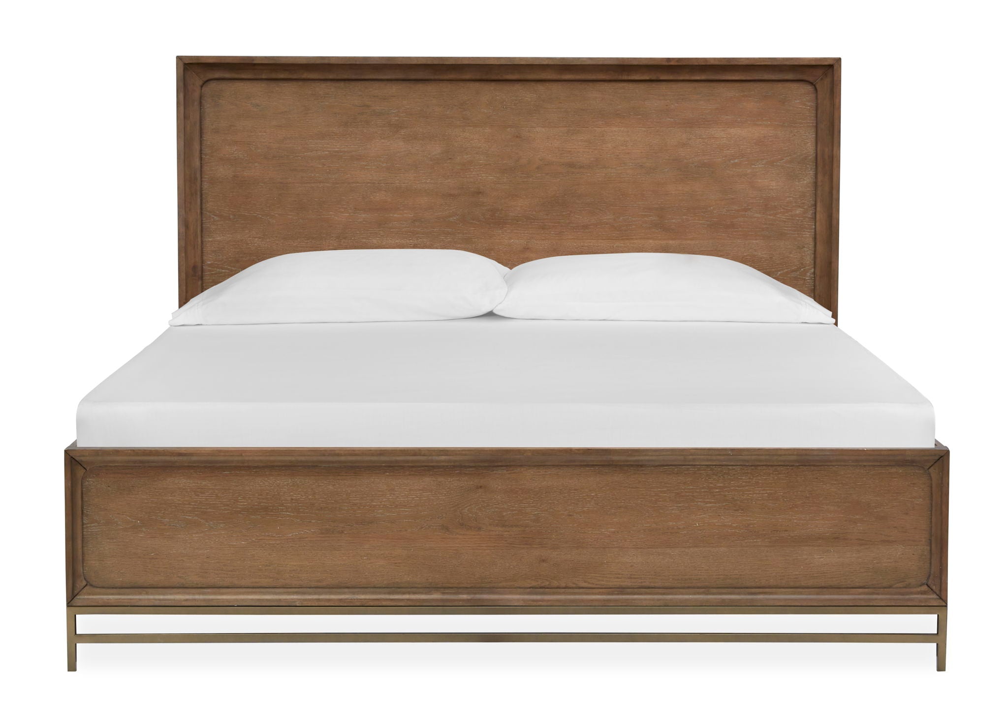 Lindon - Complete Panel Bed With Storage Rails - Belgian Wheat - Image 1