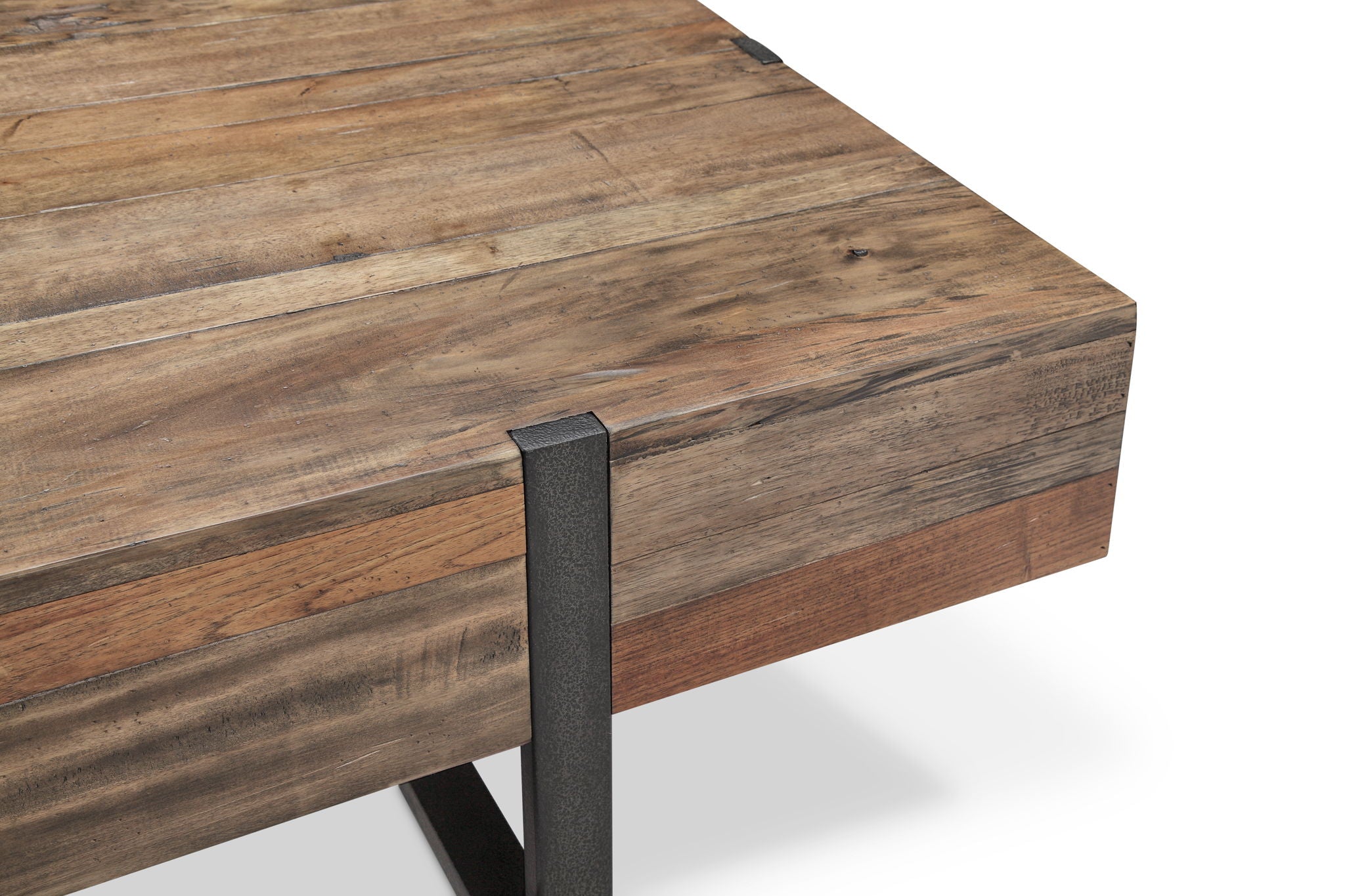 Prescott - Modern Reclaimed Wood Rectangular Cocktail Table - Rustic Honey - Image 3