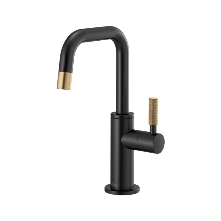 Beverage Faucet Litze Cold Water 1 Knurled Lever ADA Matte Black/Brilliance Luxe Gold Square 360 DEG Swivel 1 Hole 1.5 Gallons per Minute - Image 1