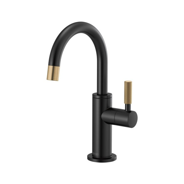 Beverage Faucet Litze Cold Water 1 Knurled Lever ADA Matte Black/Brilliance Luxe Gold Arc 360 DEG Swivel 1 Hole 1.5 Gallons per Minute - Image 1
