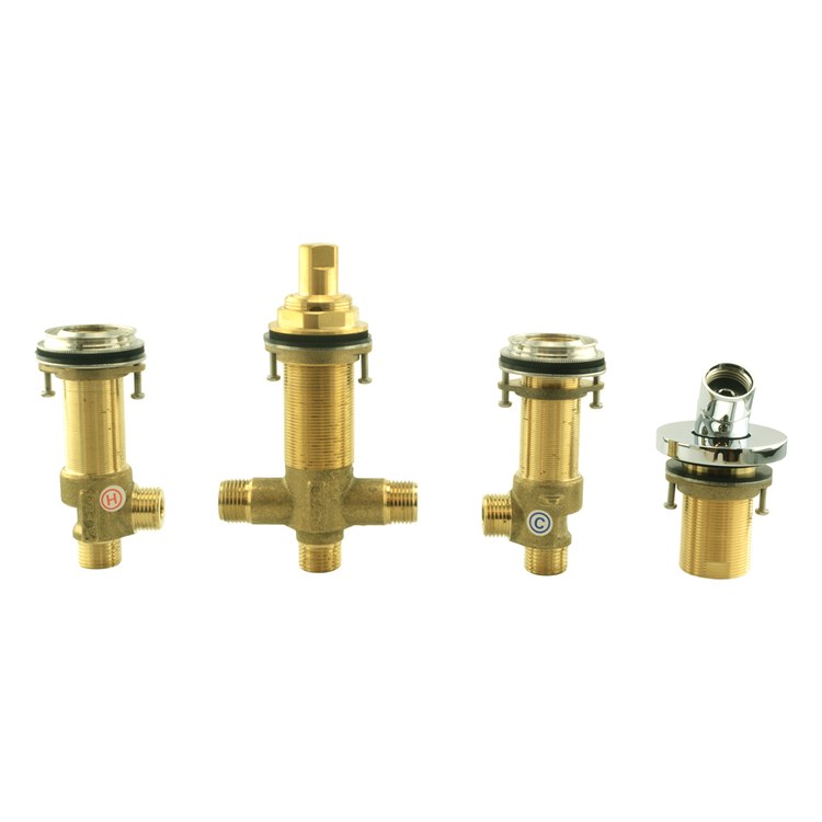 Rough-In 4 Hole Roman Tub Filler 1/2 Inch Forged Brass Polished Chrome - Image 1