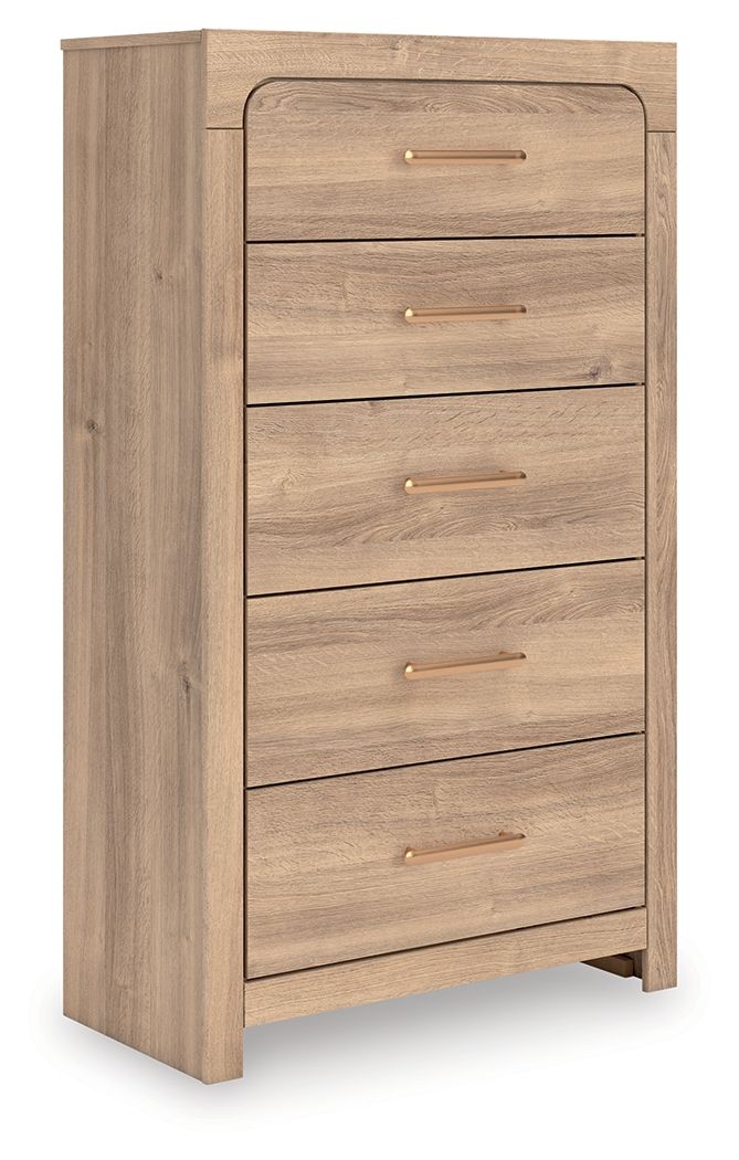 Kinlanni – Five Drawer Chest – Tan