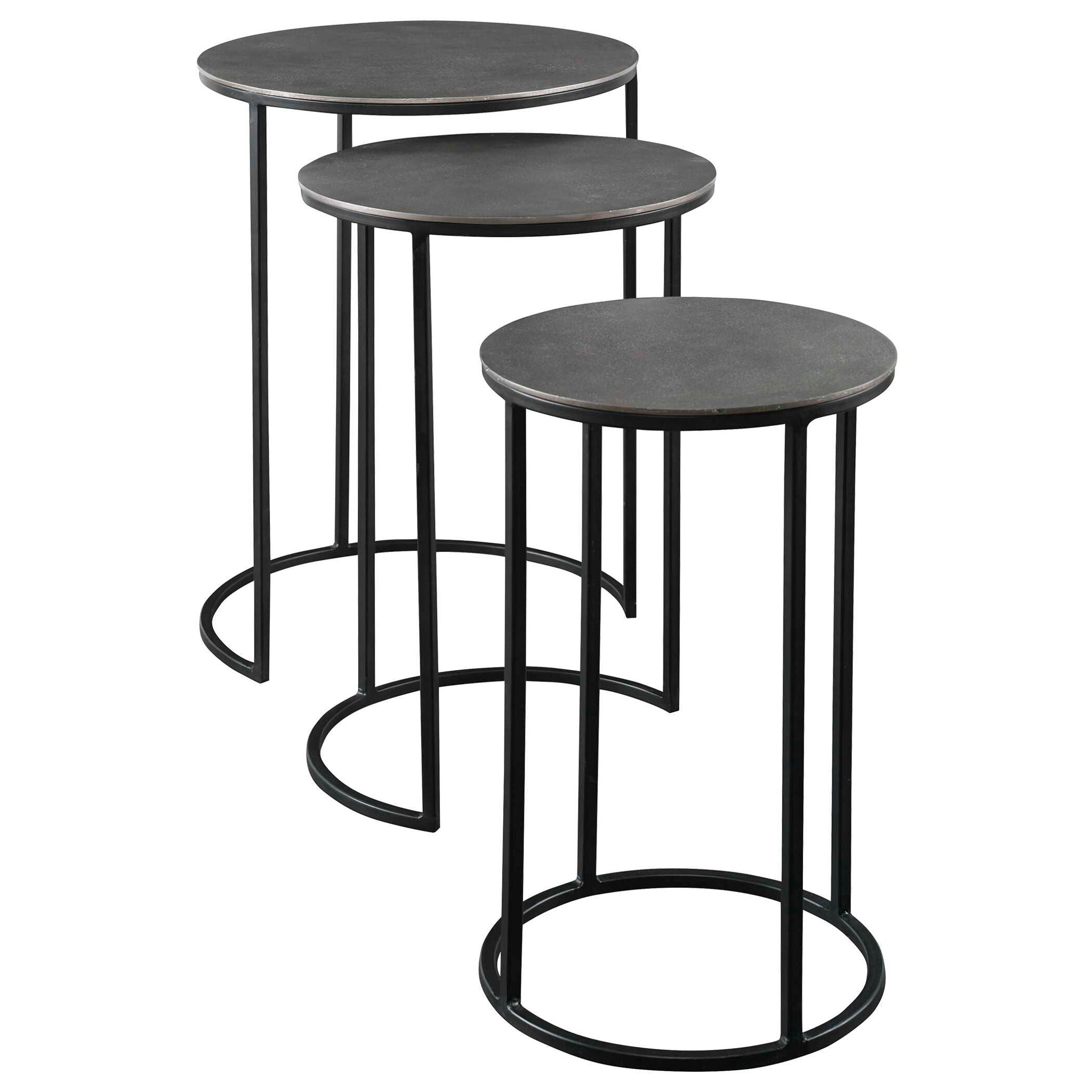 Erik - Metal Nesting Tables (Set of 3) - Dark Gray - Image 3