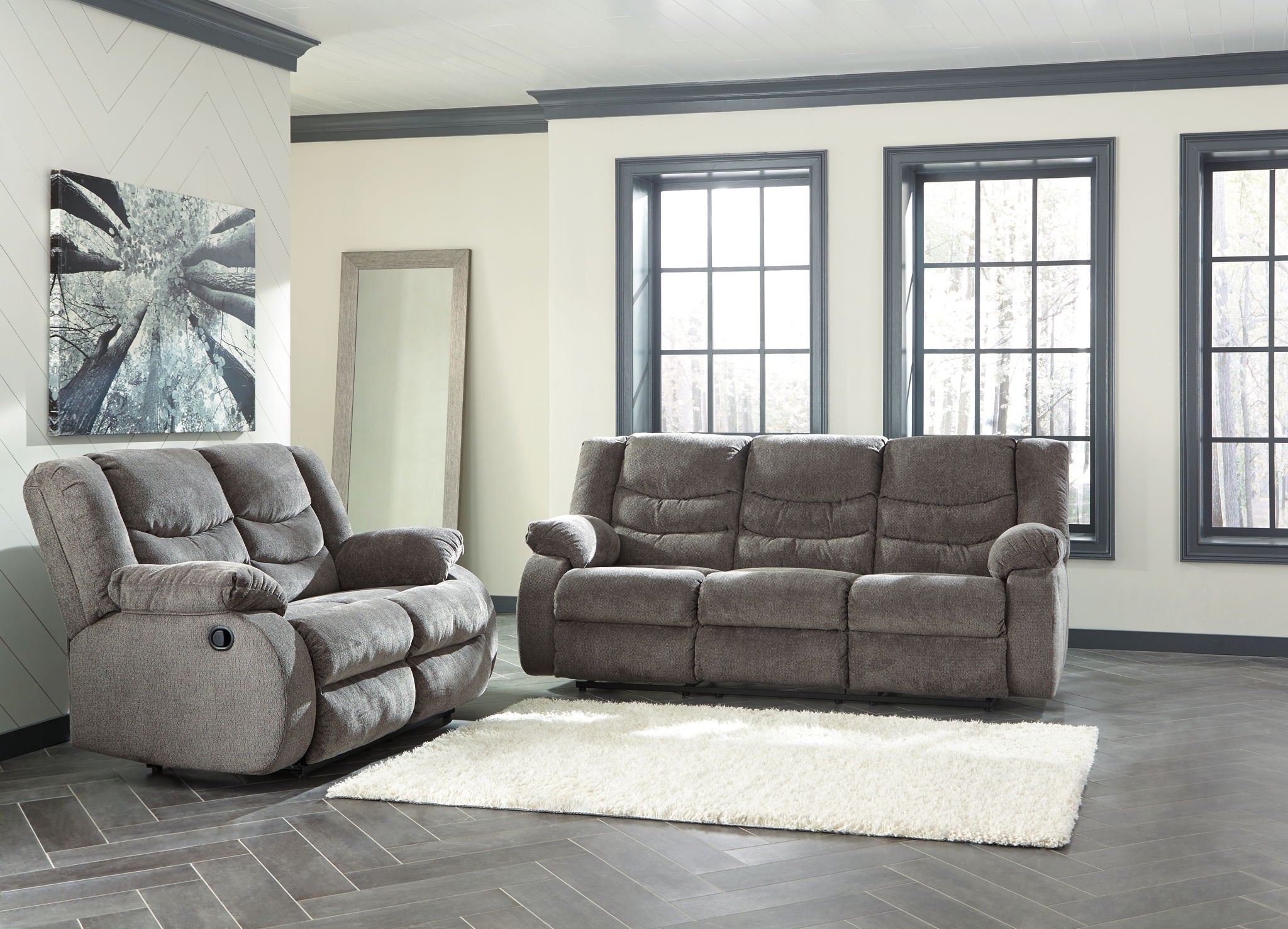 Tulen - 3 Pc. - Reclining Sofa, Reclining Loveseat, Rocker Recliner - Gray - Image 3