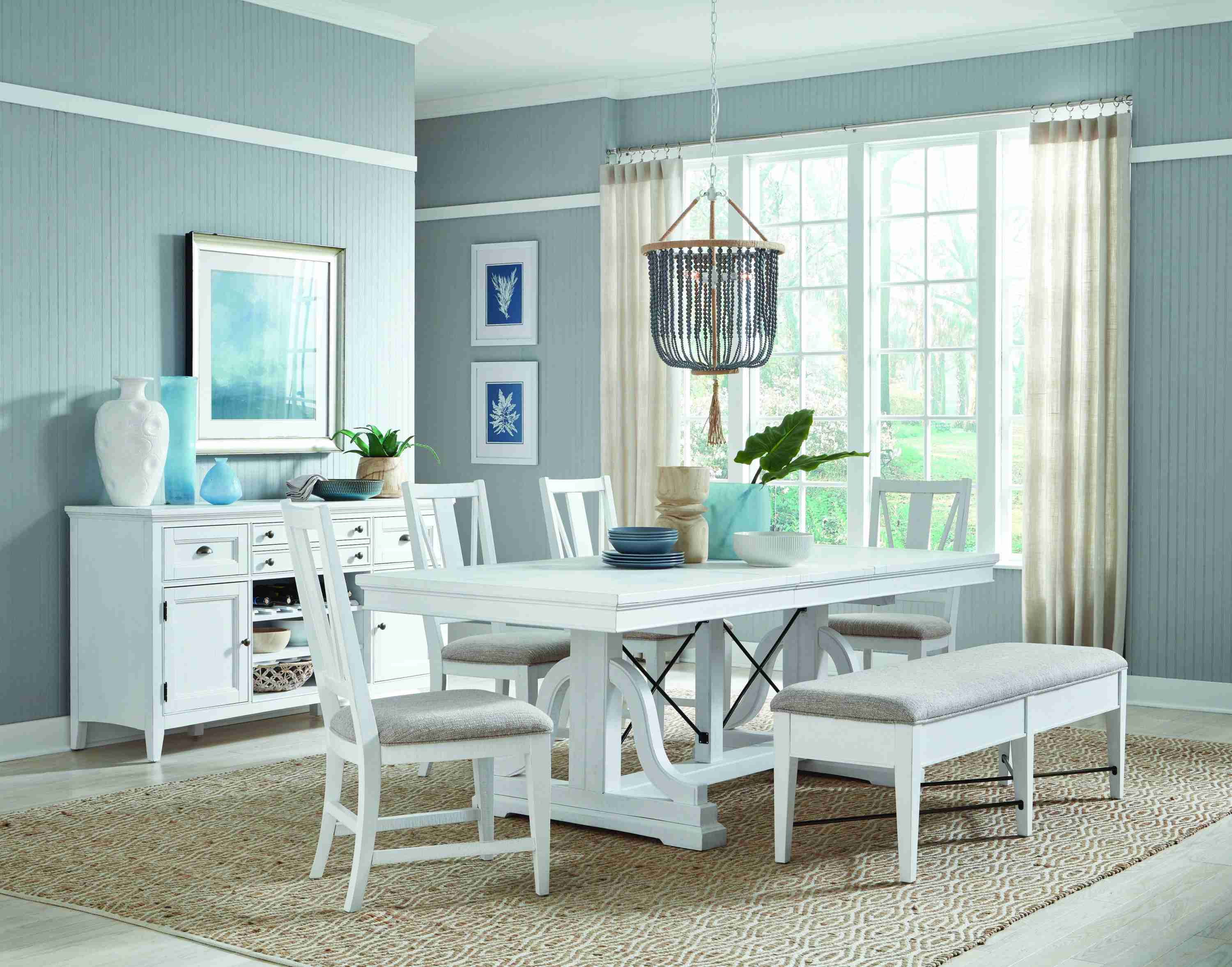 Heron Cove - Bench With Upholstered Seat - Chalk White - Image 3