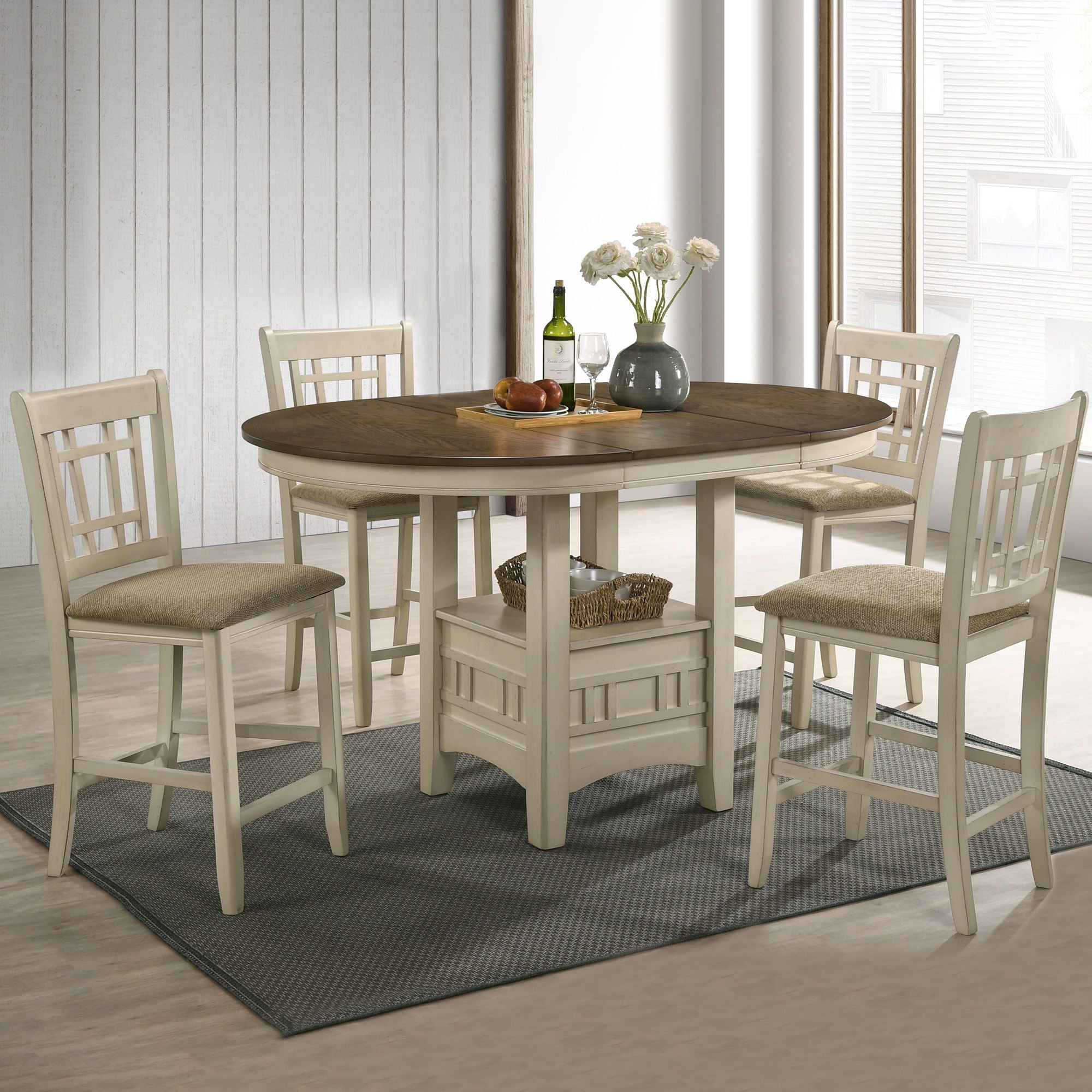 Mission Casuals - Lattice Stool - Rustic White / French Oak - Image 3