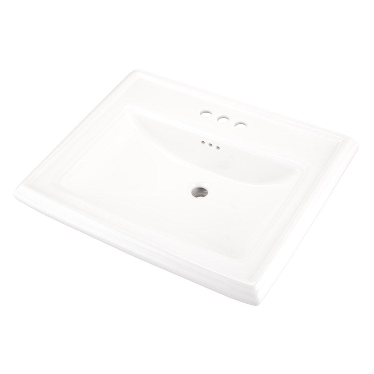 Lavatory Sink Logan Square Pedestal Top 27-3/8 x 21-1/4 Inch 4 Inch Spread Rectangle White 3 Hole
