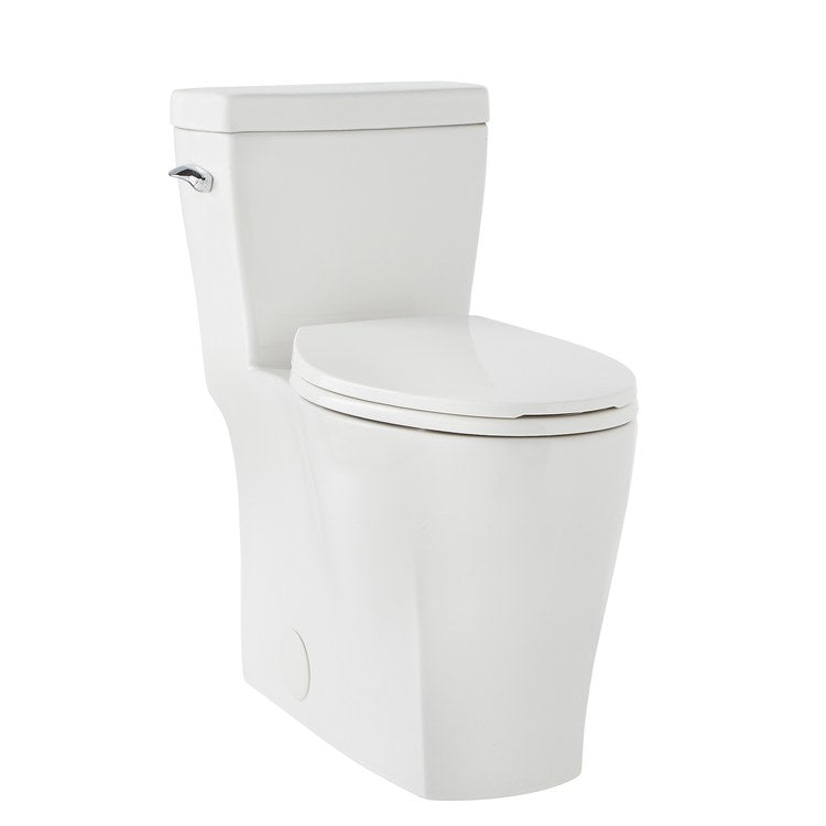 Toilet Lemora 1 Piece Skirted ErgoHeight White Elongated ADA 1.28 Gallons per Flush 3 Inch Dual Fed Siphon Jet SoftClose
