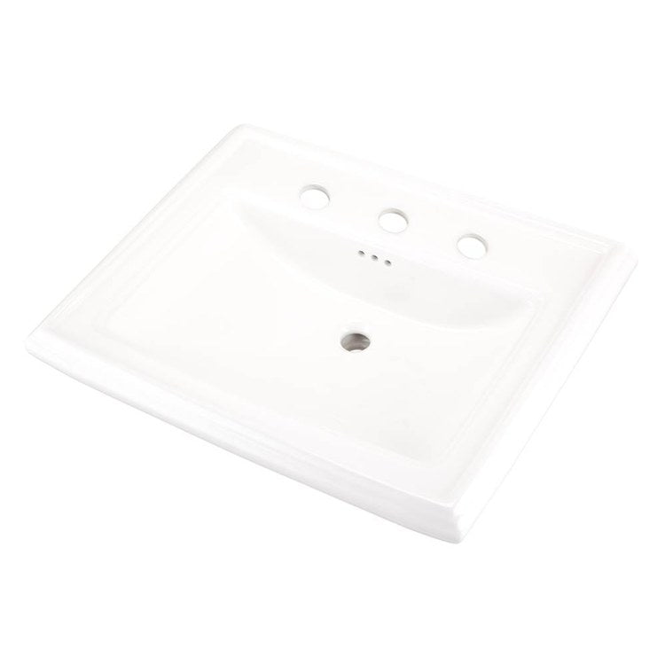 Lavatory Sink Logan Square Pedestal Top 27-3/8 x 21-1/4 Inch 8 Inch Spread Rectangle White 3 Hole
