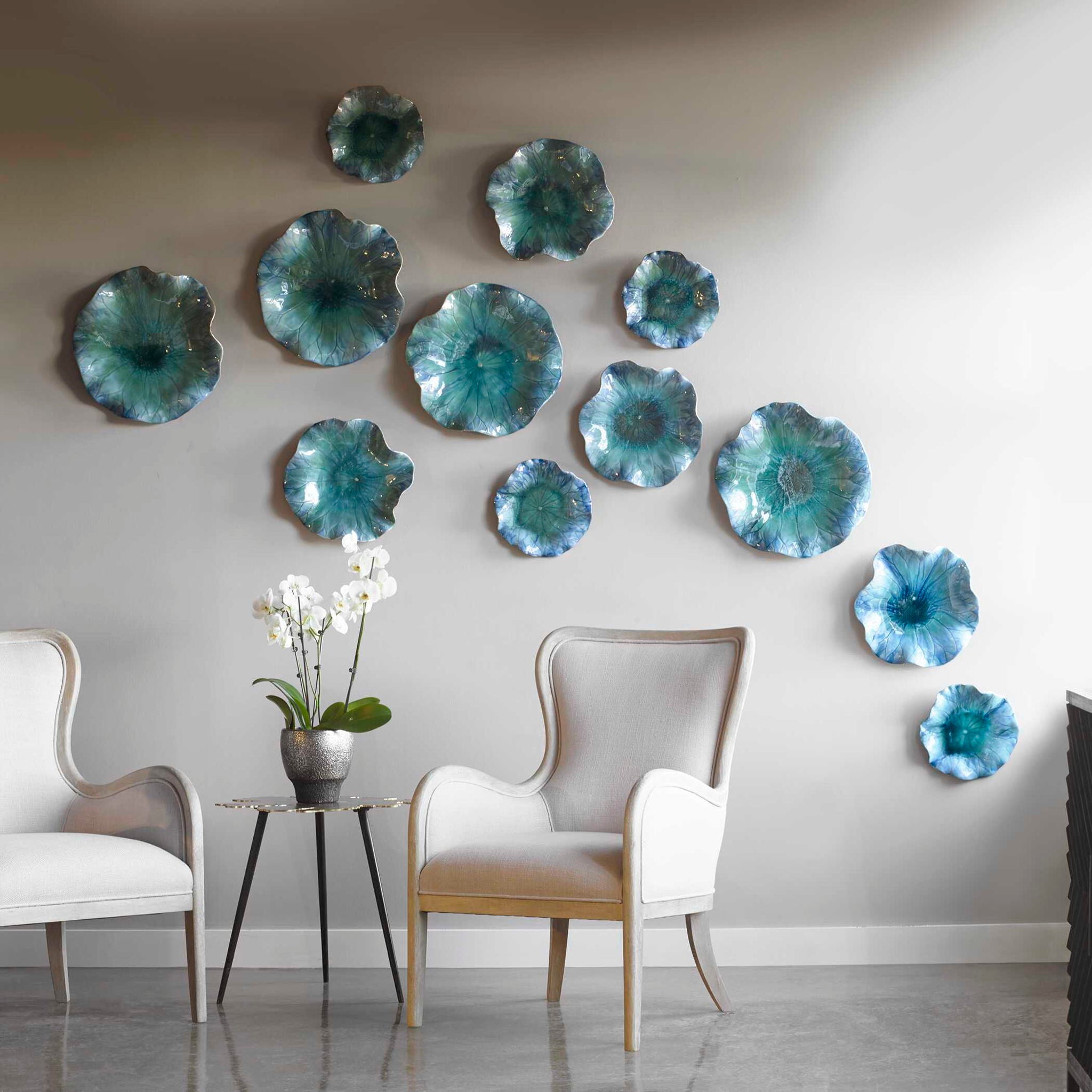 Abella - Ceramic Flowers (Set of 3) - Blue - Image 3
