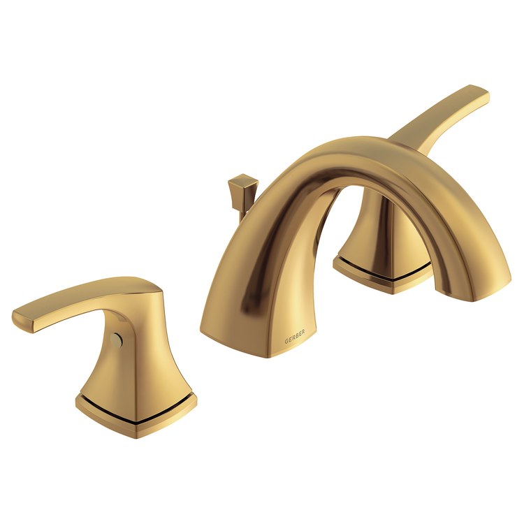 Lavatory Faucet Vaughn Widespread 6 to 12 Inch Spread 2 Lever ADA WaterSense Brushed Bronze 1.5 Gallons per Minute Deck Low Arc Metal Pop-Up 3 Hole - Image 1