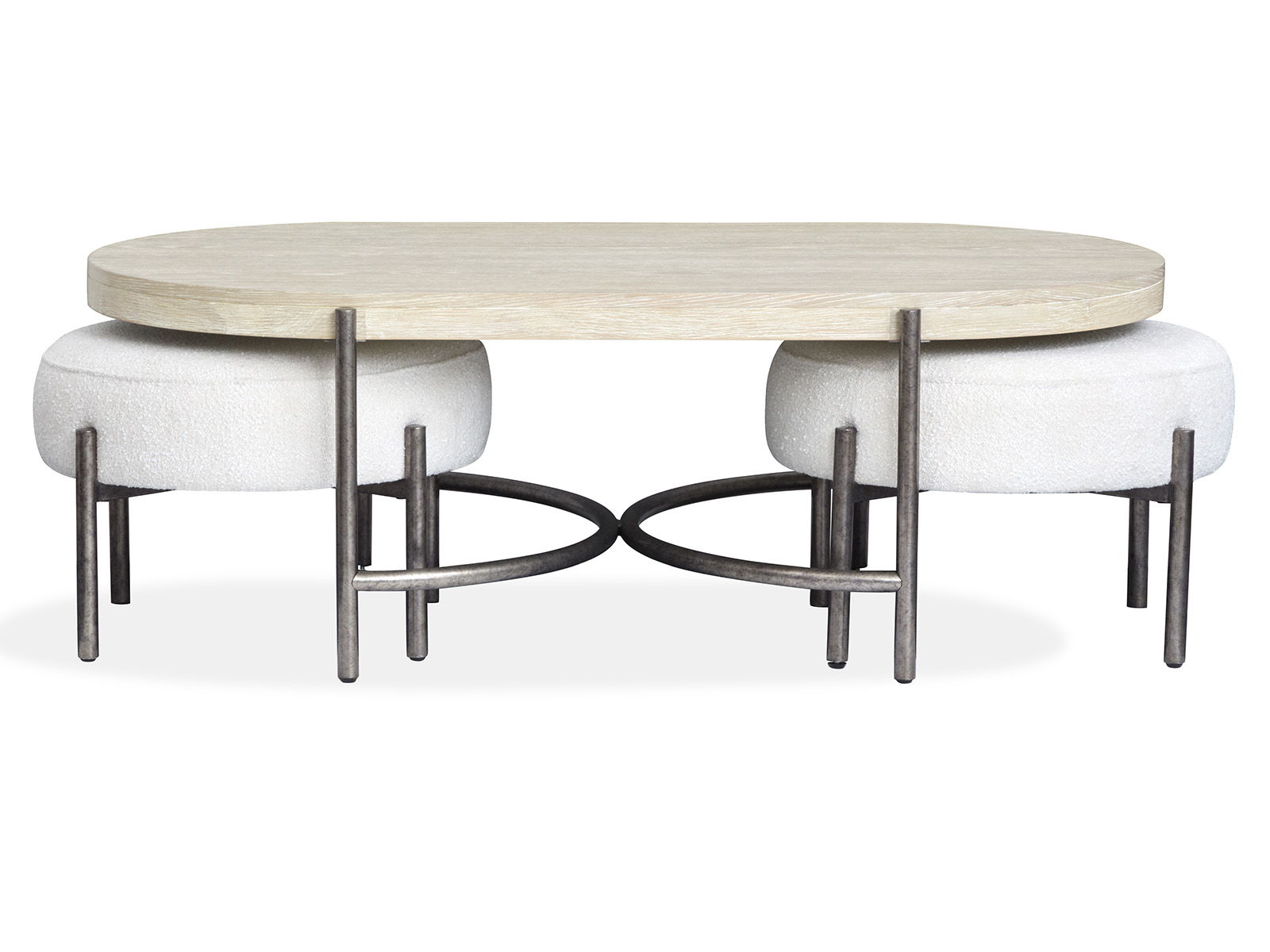 Jennings - Oval Cocktail Table With Two Ottomans - Edgecomb Gray And Weathered Antique Nickel - Image 2