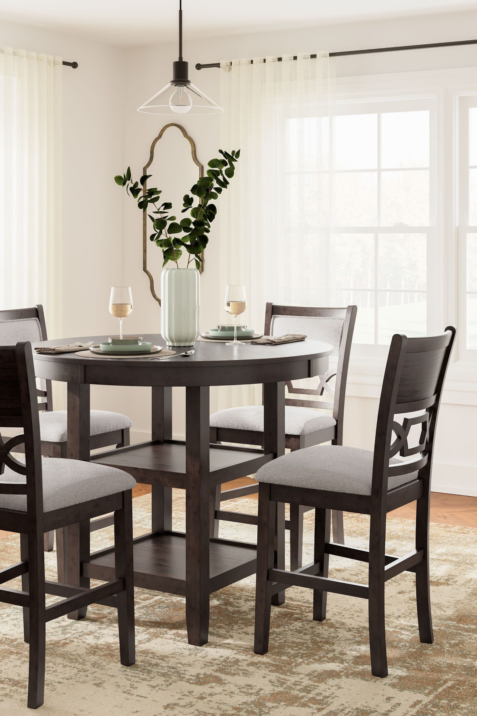 Langwest - Dining Room Counter Table Set (Set of 5) - Brown - Image 3