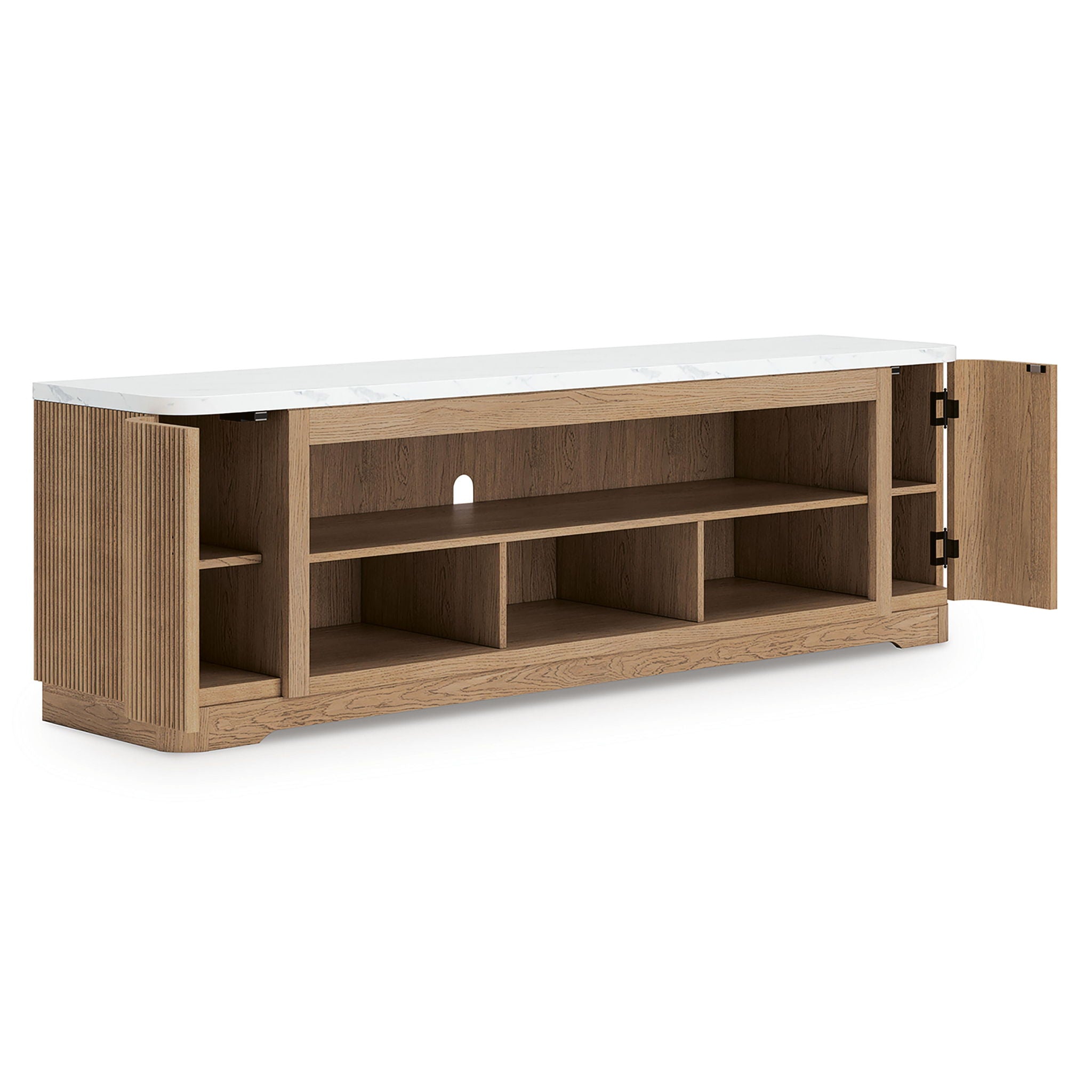 Camdill – XL TV Stand With Fireplace Option – Light Brown