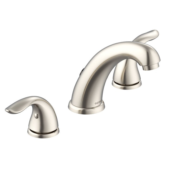 Lavatory Faucet Viper Widespread 6 to 12 Inch Spread 2 Lever ADA WaterSense Brushed Nickel 1.5 Gallons per Minute Deck Low Arc Metal Touch Down 3 Hole - Image 1