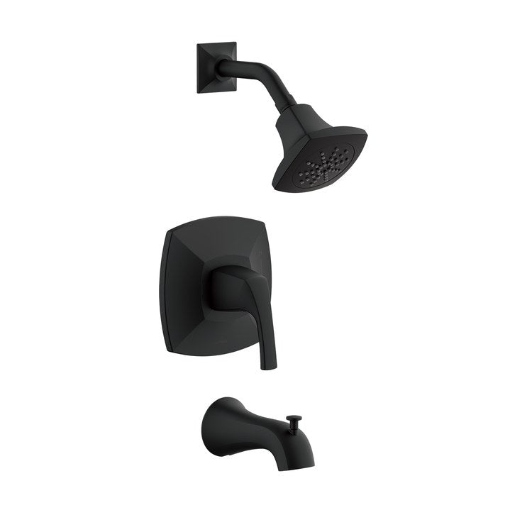 Tub and Shower Trim Vaughn Kit with Treysta Cartridge 1 Lever Satin Black 1.75 Gallons Per Minute - Image 1