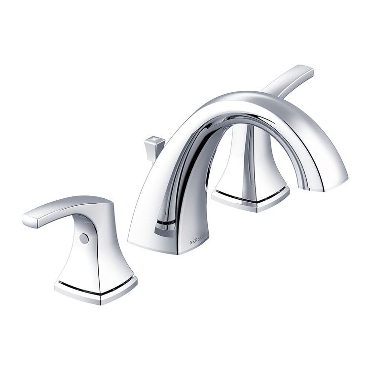 Lavatory Faucet Vaughn Widespread 6 to 12 Inch Spread 2 Lever ADA WaterSense Chrome 1.5 Gallons per Minute Deck Low Arc Metal Pop-Up 3 Hole - Image 1