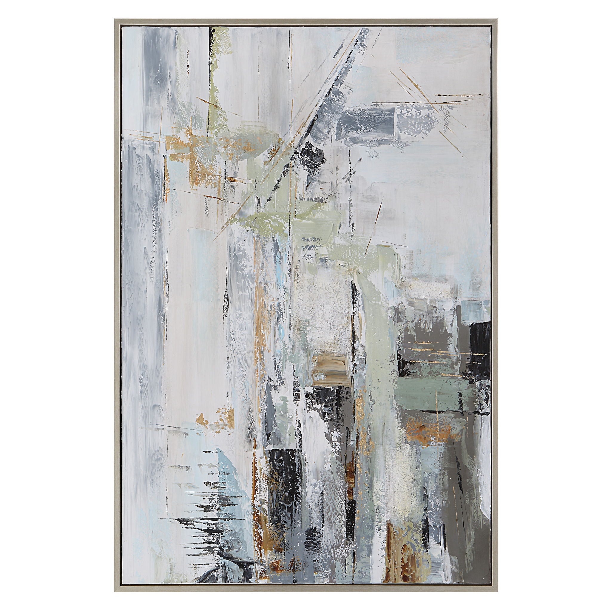 Natural Springs - Hand Painted Canvas Art - Pearl Silver - Image 1