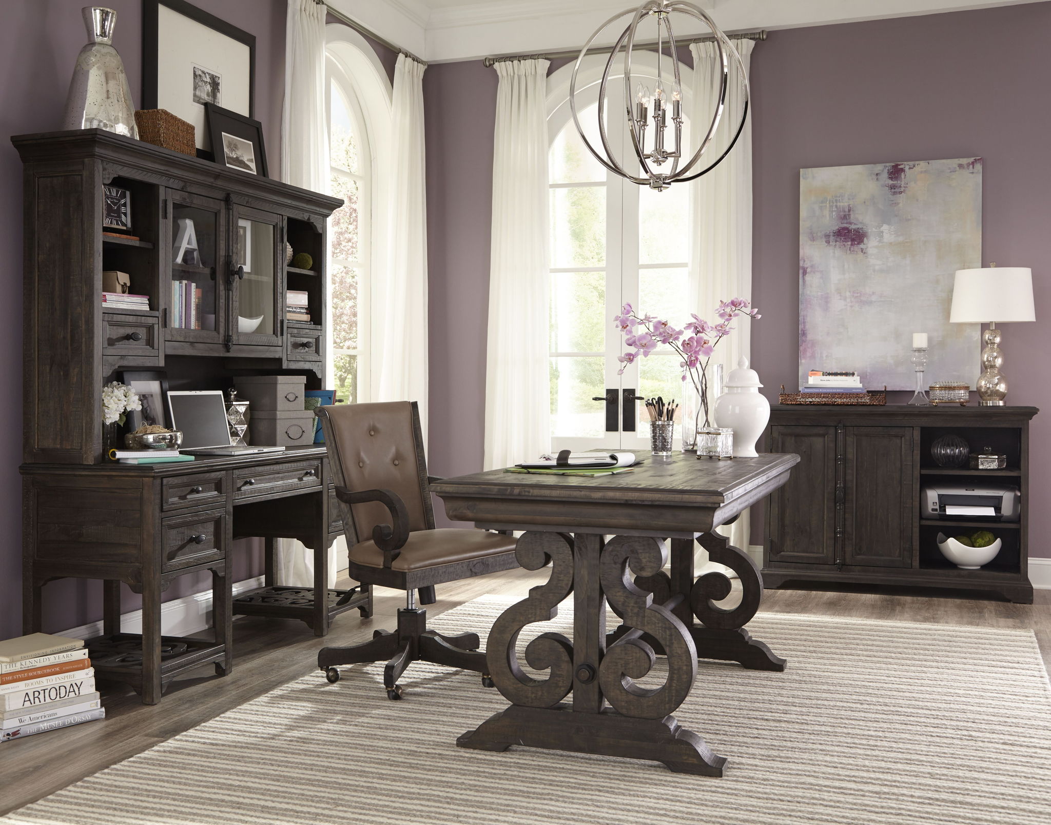 Bellamy - Fully Upholstered Desk Chair - Peppercorn - Image 3