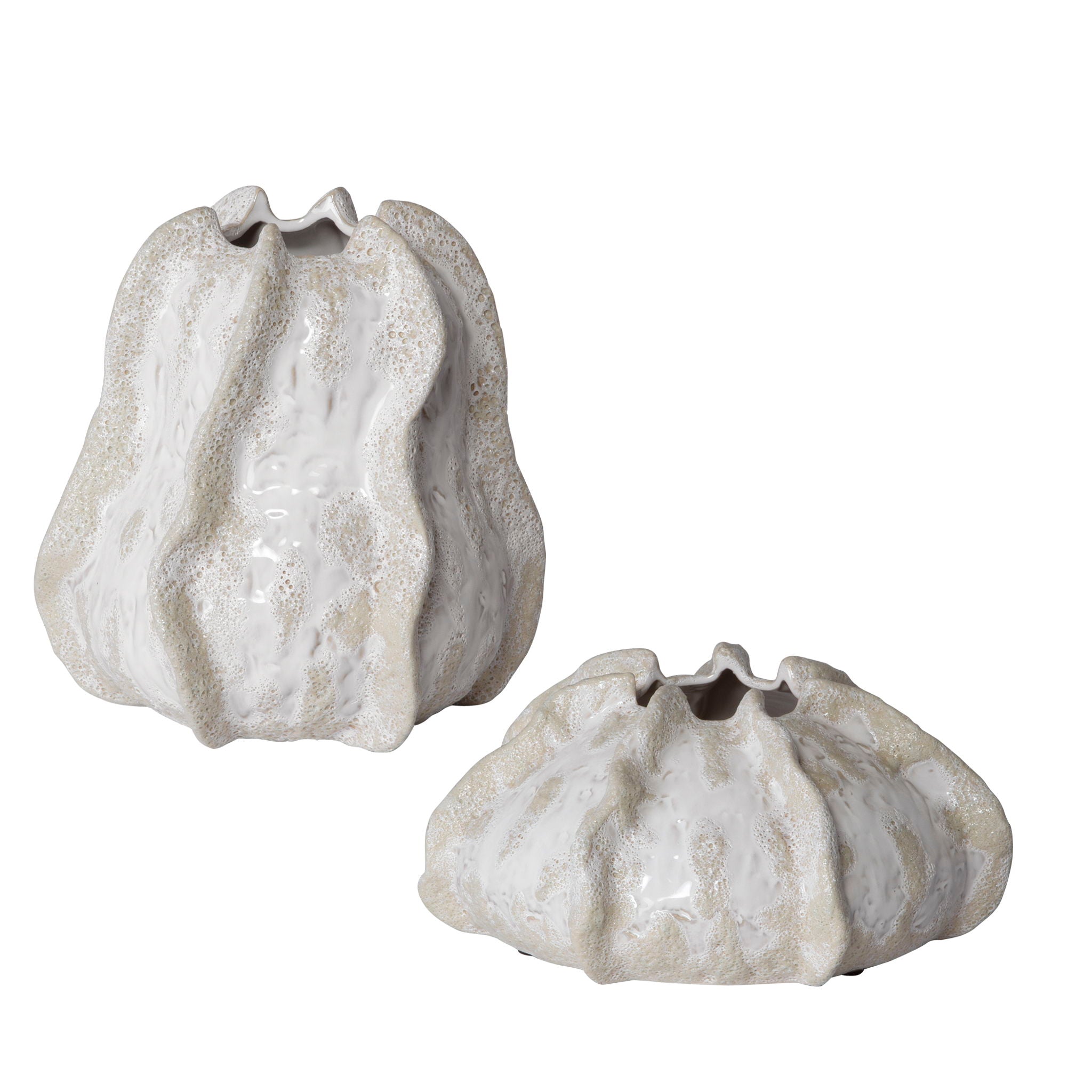 Urchin - Textured Vases (Set of 2) - Ivory - Image 1