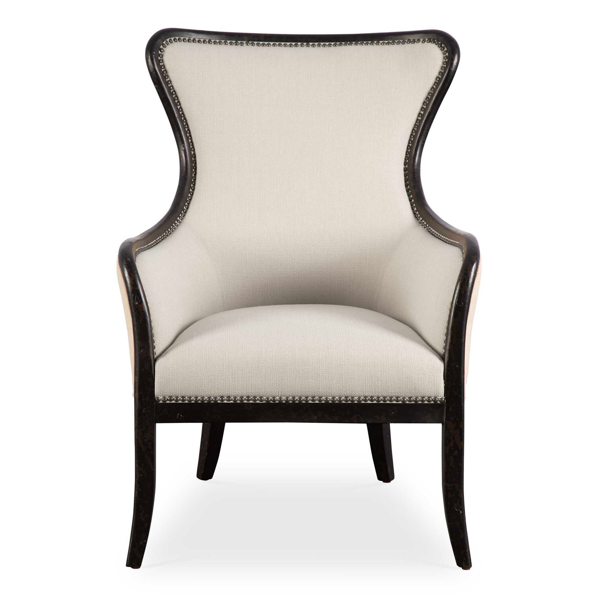 Sandy - Wing Back Armchair - Beige & Dark Brown - Image 1