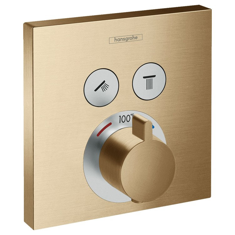 Thermostatic Trim ShowerSelect Square 2 Function 1 Lever Brushed Bronze ADA for Rough-In Valve with Service Stops 01850181 8.0 Gallons per Minute Escutcheon Handle Metal
