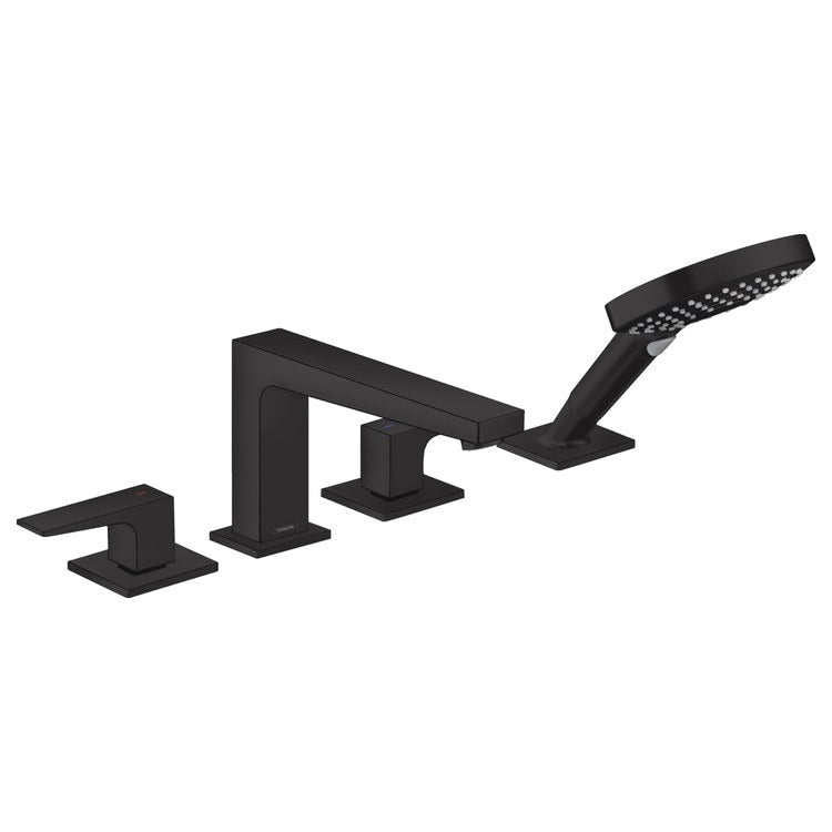 Roman Tub Trim Metropol Deck Mount with Handshower 2 Lever Matte Black WaterSense 8 Inch Spread 4 Hole 6.0 Gallons per Minute for Requires 06646000 Rough Valve - Image 1