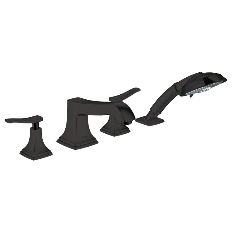 Roman Tub Trim Metropol Classic with Handshower 2 Lever Matte Black WaterSense 8 Inch Spread 4 Hole 5.0 Gallons per Minute for Requires 06646000 Rough Valve - Image 1
