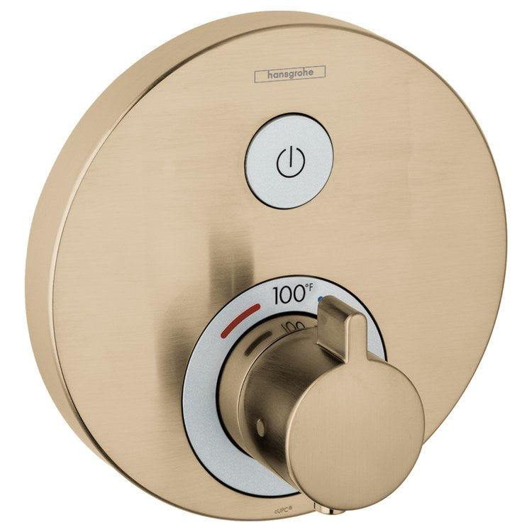Thermostatic Trim ShowerSelect S Round 1 Function 1 Lever Brushed Bronze ADA for Rough-In Valve with Service Stops 01850181 7.0 Gallons per Minute Escutcheon Handle Metal