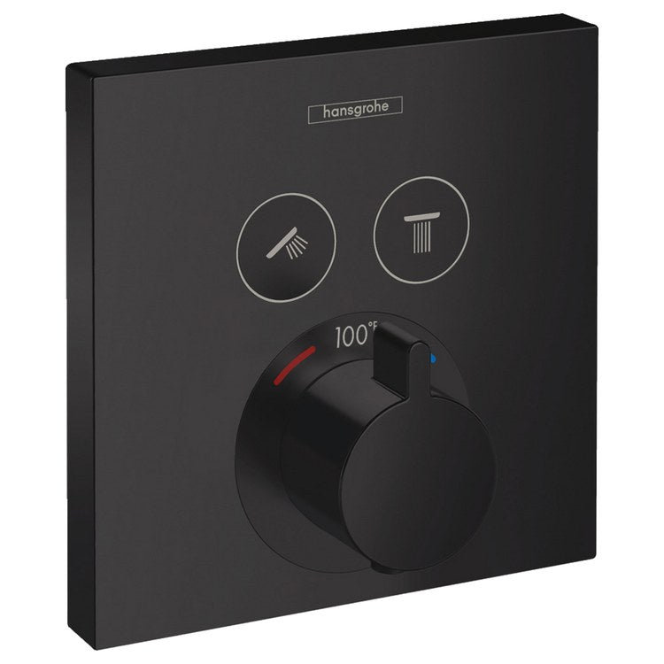 Thermostatic Trim ShowerSelect Square 2 Function 1 Lever Matte Black ADA for Rough-In Valve with Service Stops 01850181 8.0 Gallons per Minute Escutcheon Handle Metal