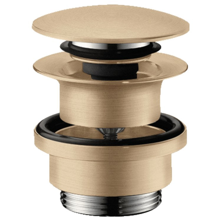 Drain Assembly Push-Open with Overflow Brushed Bronze 1-1/4 Inch Brass - Image 1