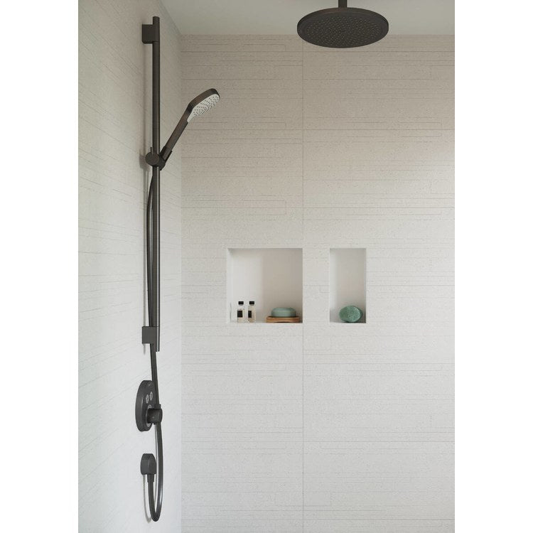Slide Bar Unica S Adjustable Handshower Holder and 63 Inch Hose 36 Inch Brushed Black Chrome Metal Wall Mount - Image 3