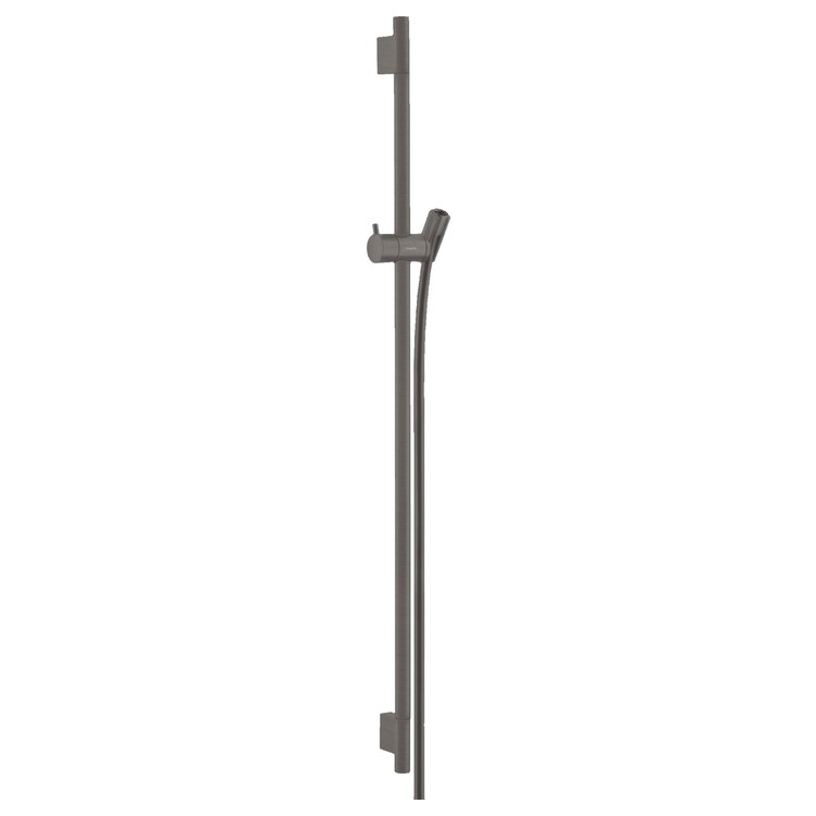 Slide Bar Unica S Adjustable Handshower Holder and 63 Inch Hose 36 Inch Brushed Black Chrome Metal Wall Mount