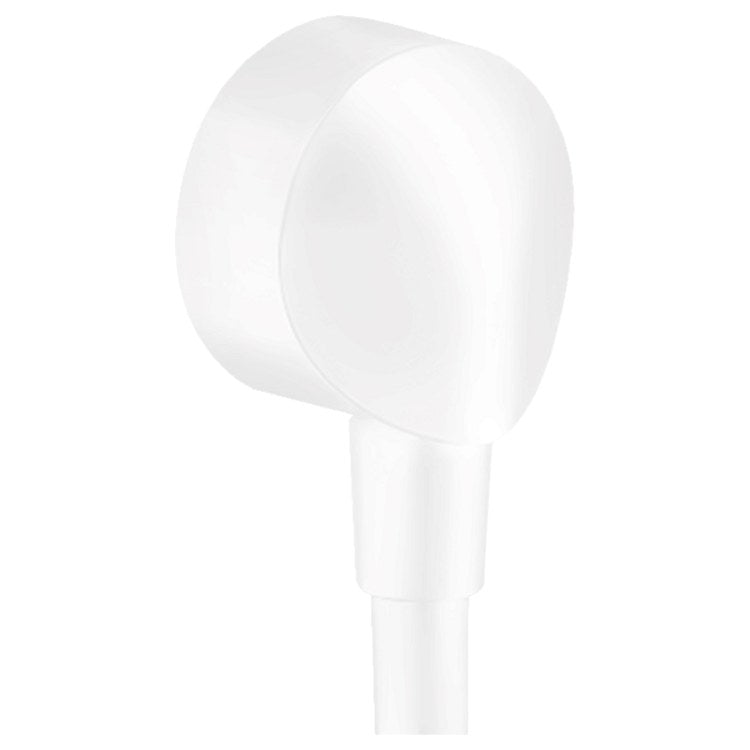 Wall Outlet FixFit Round with Check Valve Matte White for Shower Hoses with Conical Nut - Image 1