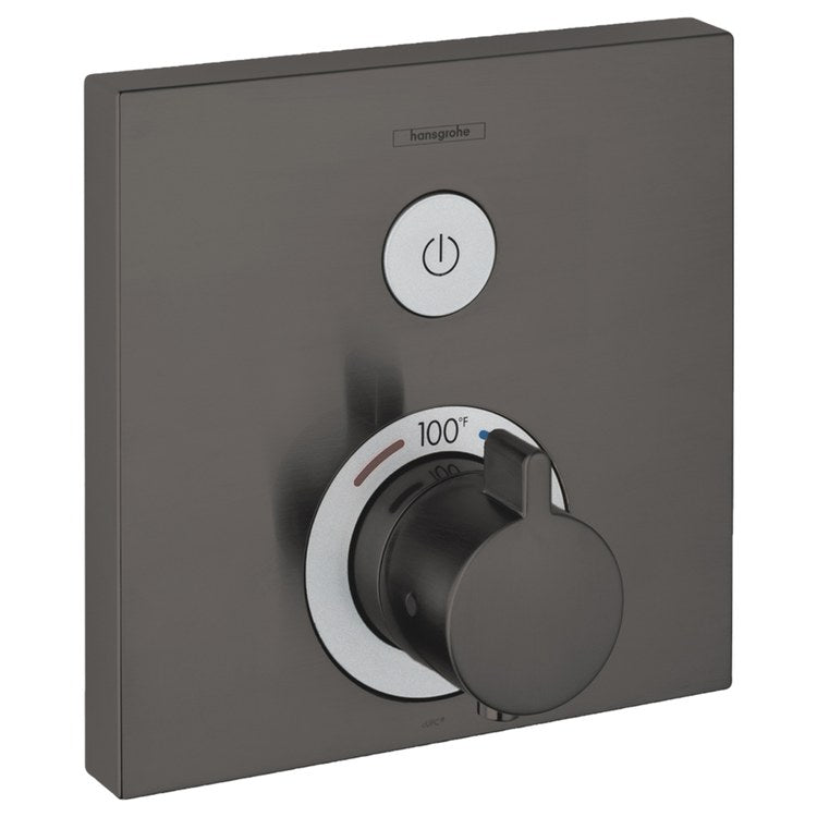 Thermostatic Trim ShowerSelect Square 1 Function 1 Lever Brushed Black Chrome ADA for Rough-In Valve with Service Stops 01850181 7.0 Gallons per Minute Escutcheon Handle Metal