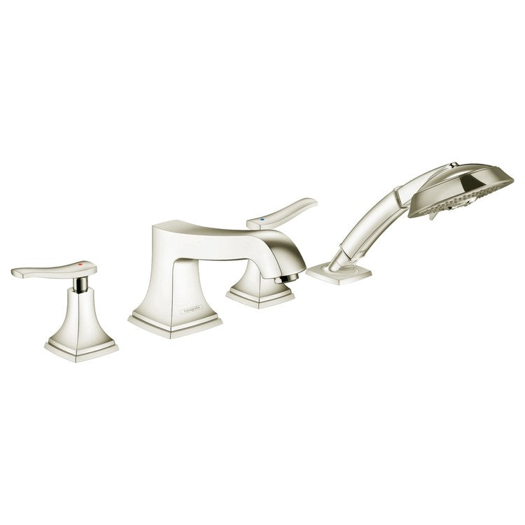 Roman Tub Trim Metropol Classic with Handshower 2 Lever Polished Nickel WaterSense 8 Inch Spread 4 Hole 5.0 Gallons per Minute for Requires 06646000 Rough Valve - Image 1