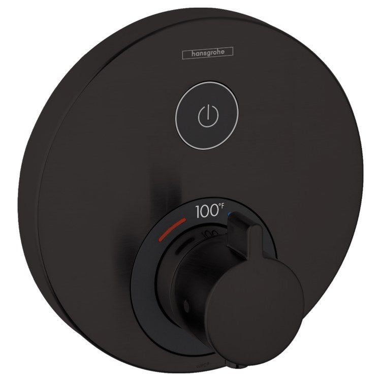 Thermostatic Trim ShowerSelect S Round 1 Function 1 Lever Matte Black ADA for Rough-In Valve with Service Stops 01850181 7.0 Gallons per Minute Escutcheon Handle Metal