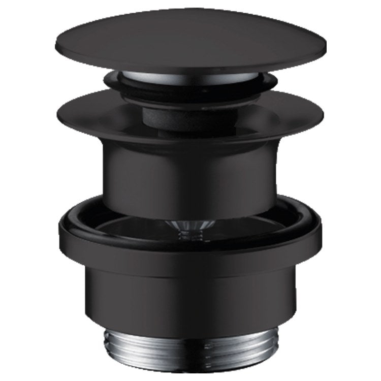 Drain Assembly Push-Open with Overflow Matte Black 1-1/4 Inch Brass - Image 1