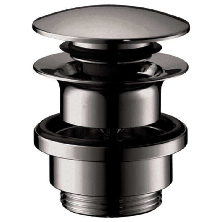 Drain Assembly Push-Open with Overflow Polished Black Chrome 1-1/4 Inch Brass - Image 1
