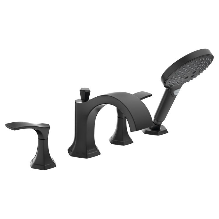 Roman Tub Trim Locarno with Handshower 2 Lever Matte Black WaterSense 9-3/4 Inch Spread 4 Hole 5.8 Gallons per Minute - Image 1