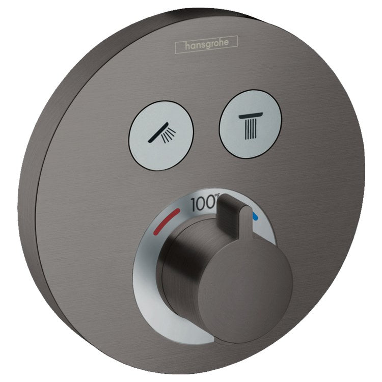 Thermostatic Trim ShowerSelect S Round 2 Function 1 Lever Brushed Black Chrome ADA for Rough-In Valve with Service Stops 01850181 8.0 Gallons per Minute Escutcheon Handle Metal